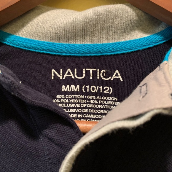 Nautica Navy Hidden Button Polo Shirt - Picture 3 of 5